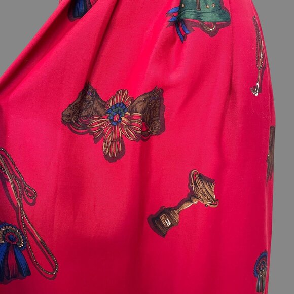 Vintage NWT Susan Bristol Equestrian Horse Print Pockets Red Maxi Skirt Size 4 - Picture 7 of 12